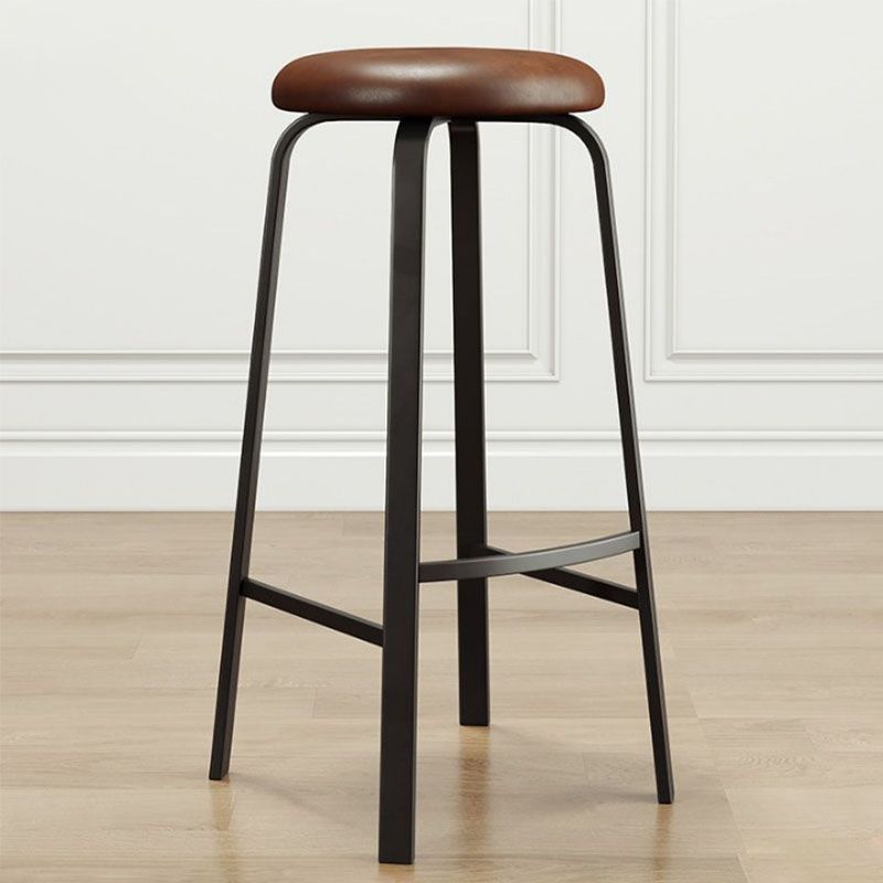 Modern Stackable Footrest Barstool Matte Finish Upholstered Home Stool