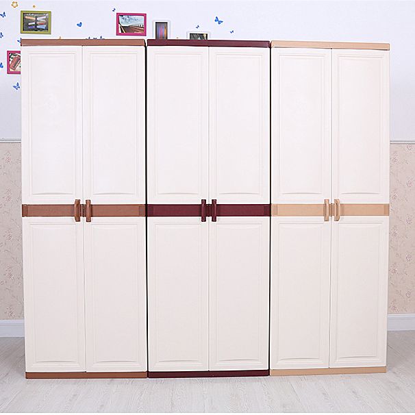 Plastic Matte Finish Storage Cabinet Modern Bedroom Hinged Door Cabinet