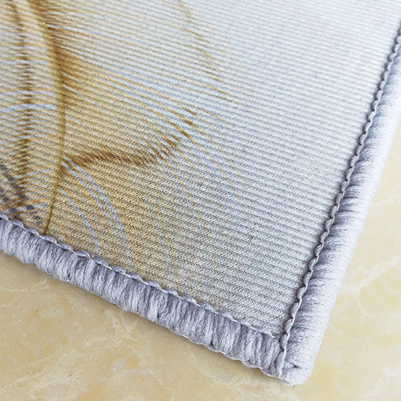 Light Gray Graphic Rug Polyester Simple Rug Washable Rug for Living Room