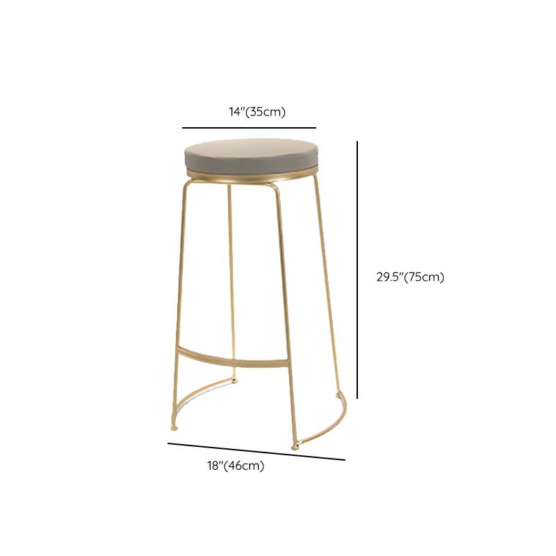 Leather Bar Stool Glam Armless Counter Stool for Living Room