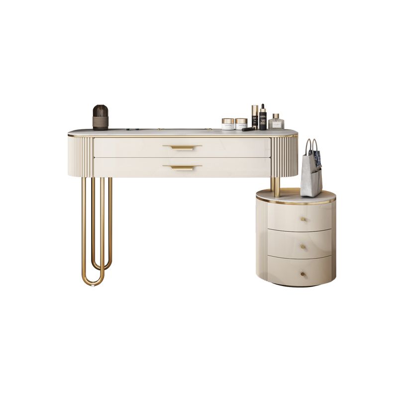 Stone Top Makeup Vanity Metal and Engineered Wood Dressing Table