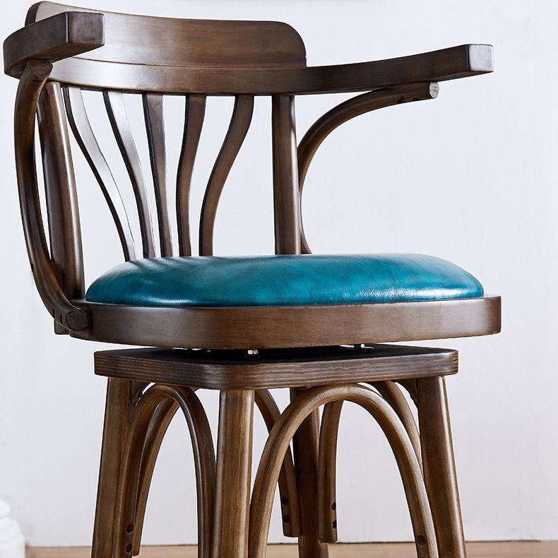 Contemporary Wood Stool Faux Leather Counter Stool in Matte Finish for Home