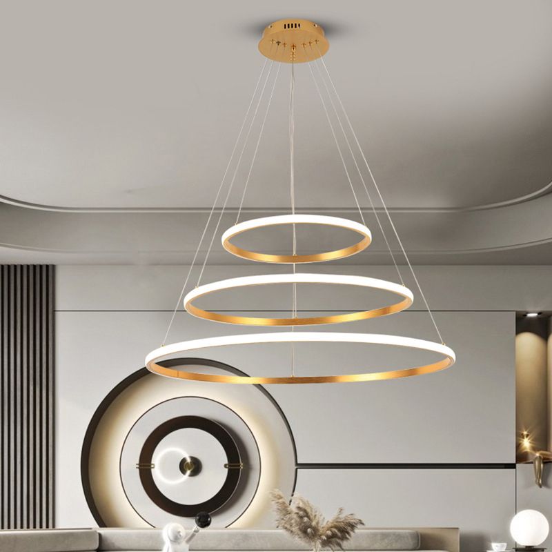 3-Tier Minimalism Chandelier Lighting Fixtures Metal LED Hanging Chandelier