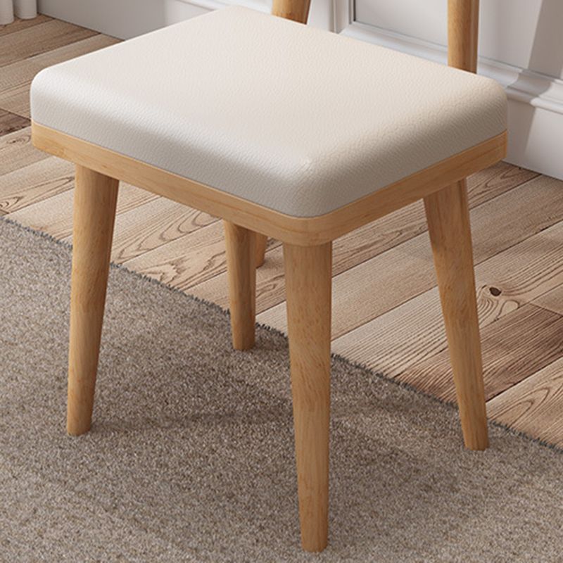 Wood Vanity and Stool 2 Drawers Mirrored Dressing Table for Bedroom