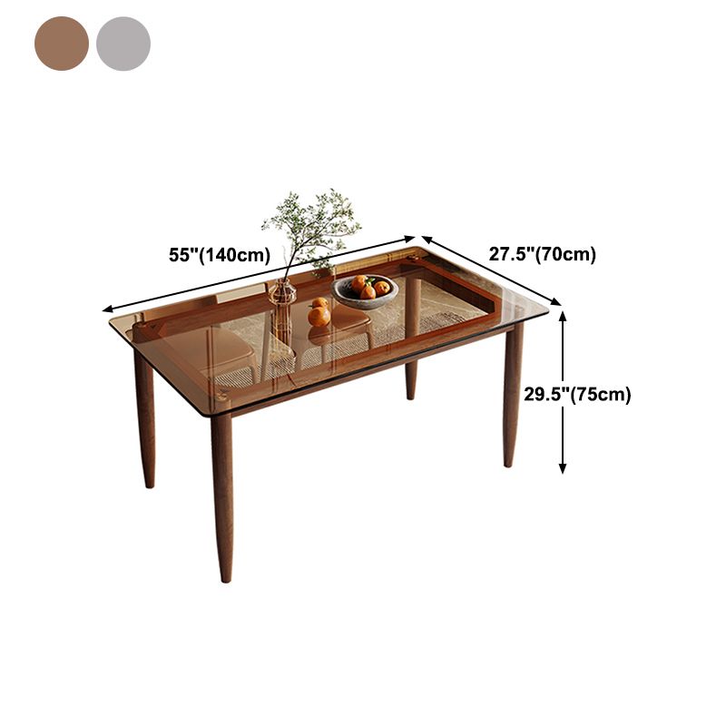 Modern Toughened Glass Top Table Rectangle Home Kitchen Desk with 4 Ash Legs