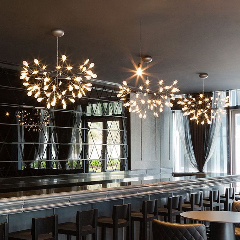 Glowworm Suspended Lighting Fixture Multi-Head Hanging Pendant Lights for Living Room