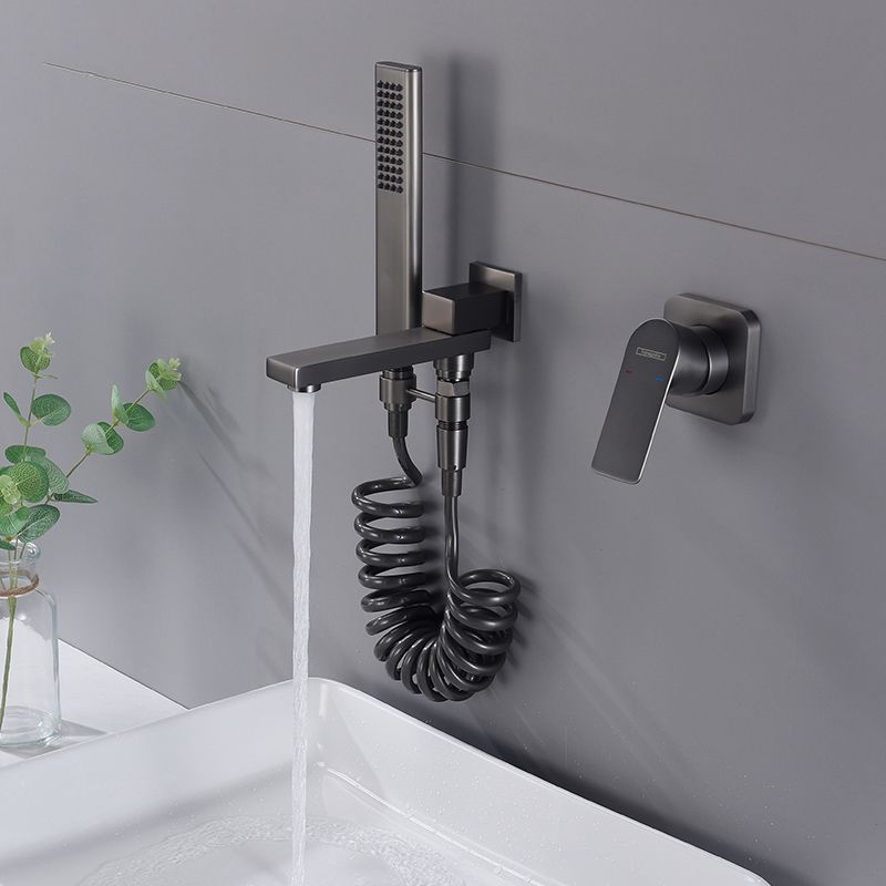 Contemporary Bathtub Faucet Solid Color Low Arc Wall Mounted Bathroom Faucet