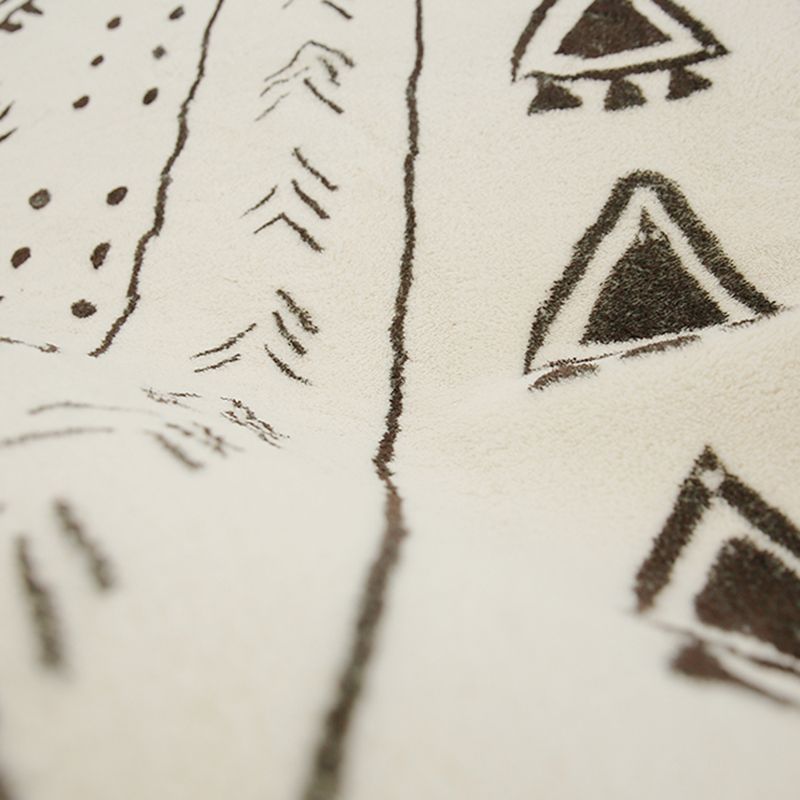 White Southwestern Area Rug Tribal Print Polypropylene Rug Anti-Slip Backing Carpet for Home Decor