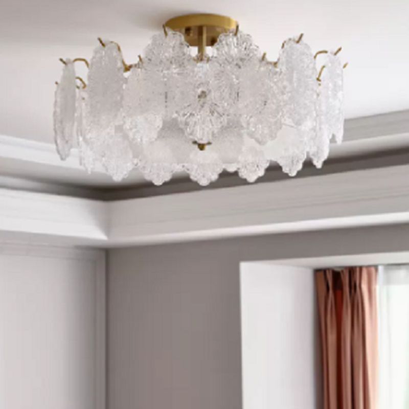 Multi Lights Ceiling Mount Light Modern Style Round with Glass Shade for Bedroom