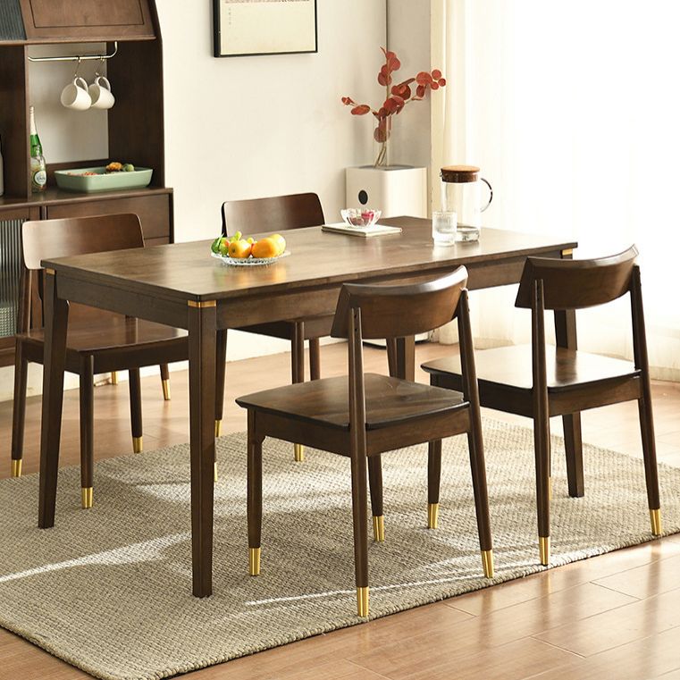 Modern Solid Wood Brown Dining Room Set with Rectangle Table Dining Table Furniture for Home Use