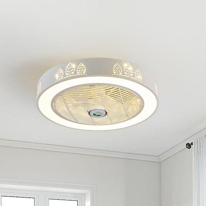 21.5 "LED LED LED Ventilismo Modernismo Sala de estar Semi Flush Mount con tambor acrílico en rosa/azul/blanco