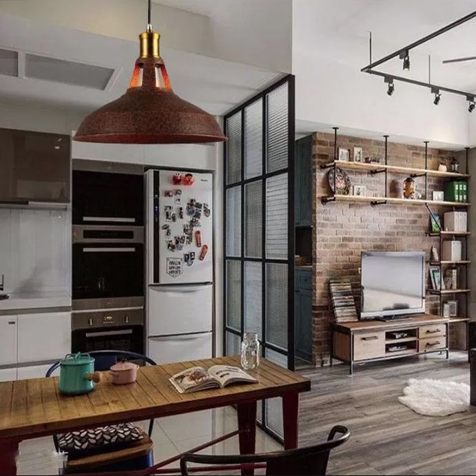 Rame rustico/beige/ruggine/grigio fienile illuminazione a sospensione in stile ferro da casa 1 ristorante leggero lampada a soffitto