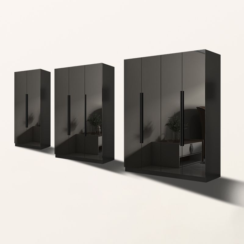 Black Glass Door Cabinet for Bedroom Contemporary Interior Storage Cabinet