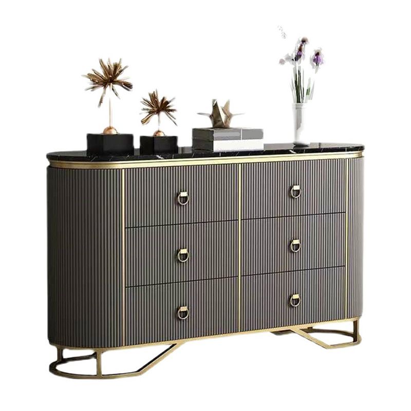 15.6-inch Width Classic Glam Storage Chest Stone Dresser with 6 Drawers