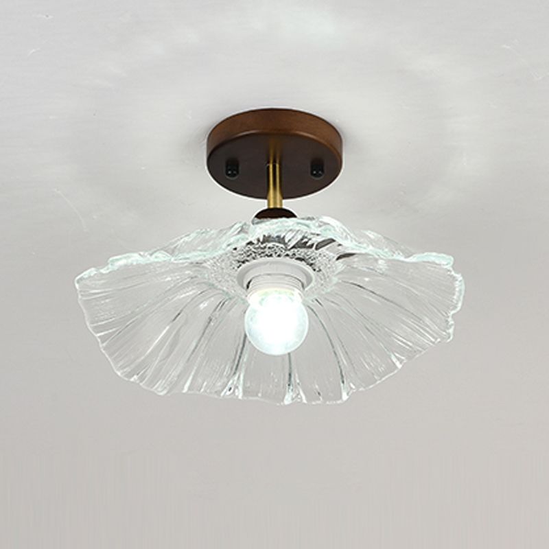 Nordic Style Ceiling Light Lotus Leaf Shape Ceiling Lamp with Glass Shade for Bedroom