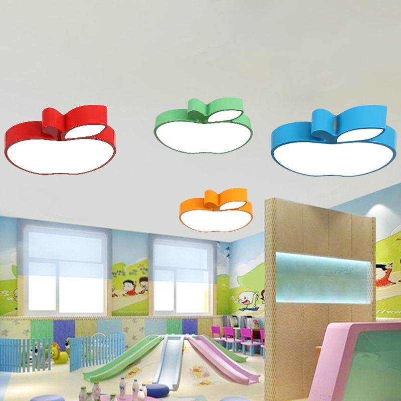 Acrylic Apple Shaped Flush Ceiling Light Cartoon LED Flush Mount Lighting Fixture for Nursery