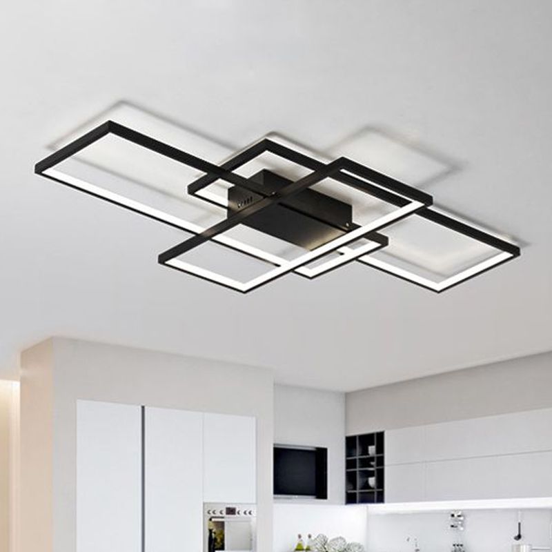 33.5"/41" Wide Traverse Flush Ceiling Light Contemporary Acrylic LED Black/White Flushmount Lighting in Warm/White/Natural Light