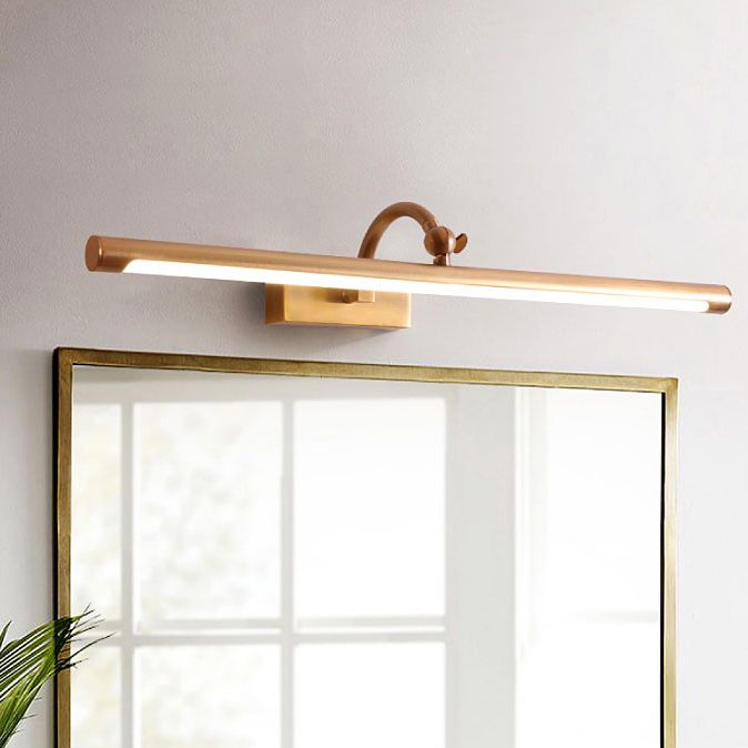 1-Light Metal Linear Wall Lighting Modern Style Wall Mirror Mount Light Fixture in Brass