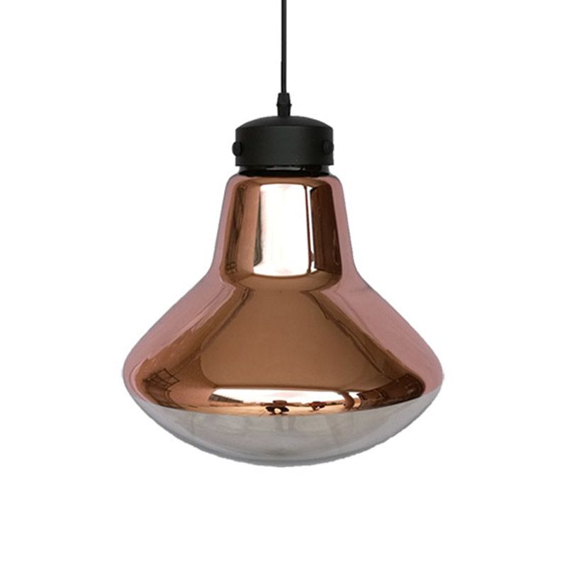 Droplet Ceiling Pendant Light Modernist Copper Mirrored Glass 1-Light Dining Room Suspension Lamp