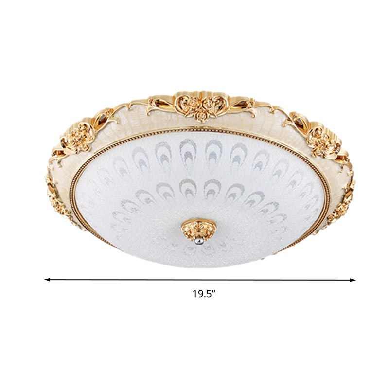 Dome Flush Mounted Light Modern White Glass 8"/12"/16" Wide LED Gold/Silver Ceiling Light in White/3 Color Light