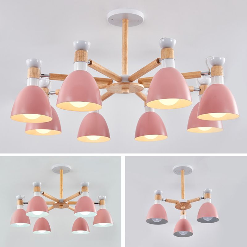 Multi Light Cone Hangende kroonluchter moderne macaron -stijl metalen hangende lamp voor slaapkamer