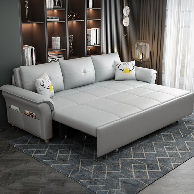 Square Arm Sofa with Loose Back Convertible Sleeper with Storage and Foldable