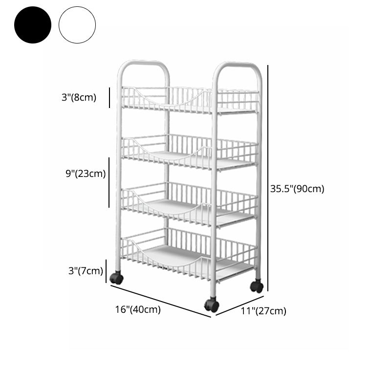 Modern Style Steel Bookcase with Wheels Open Bookshelf for Living Room