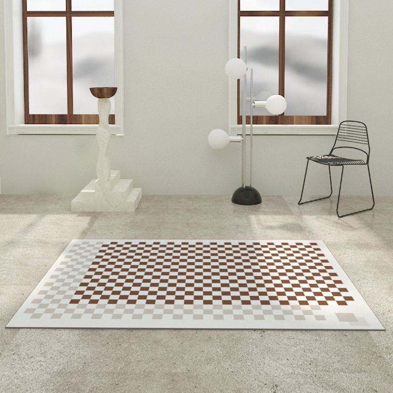 Multicolor Gingham Print Rug Polyester Carpet Trendy Anti-Slip Backing Indoor Rug for Living Room