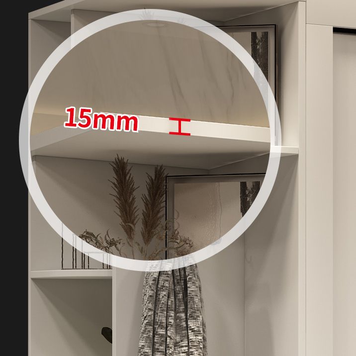 Contemporary Cabinet with Sliding Door Engineered Wood Beige Storage Cabinet