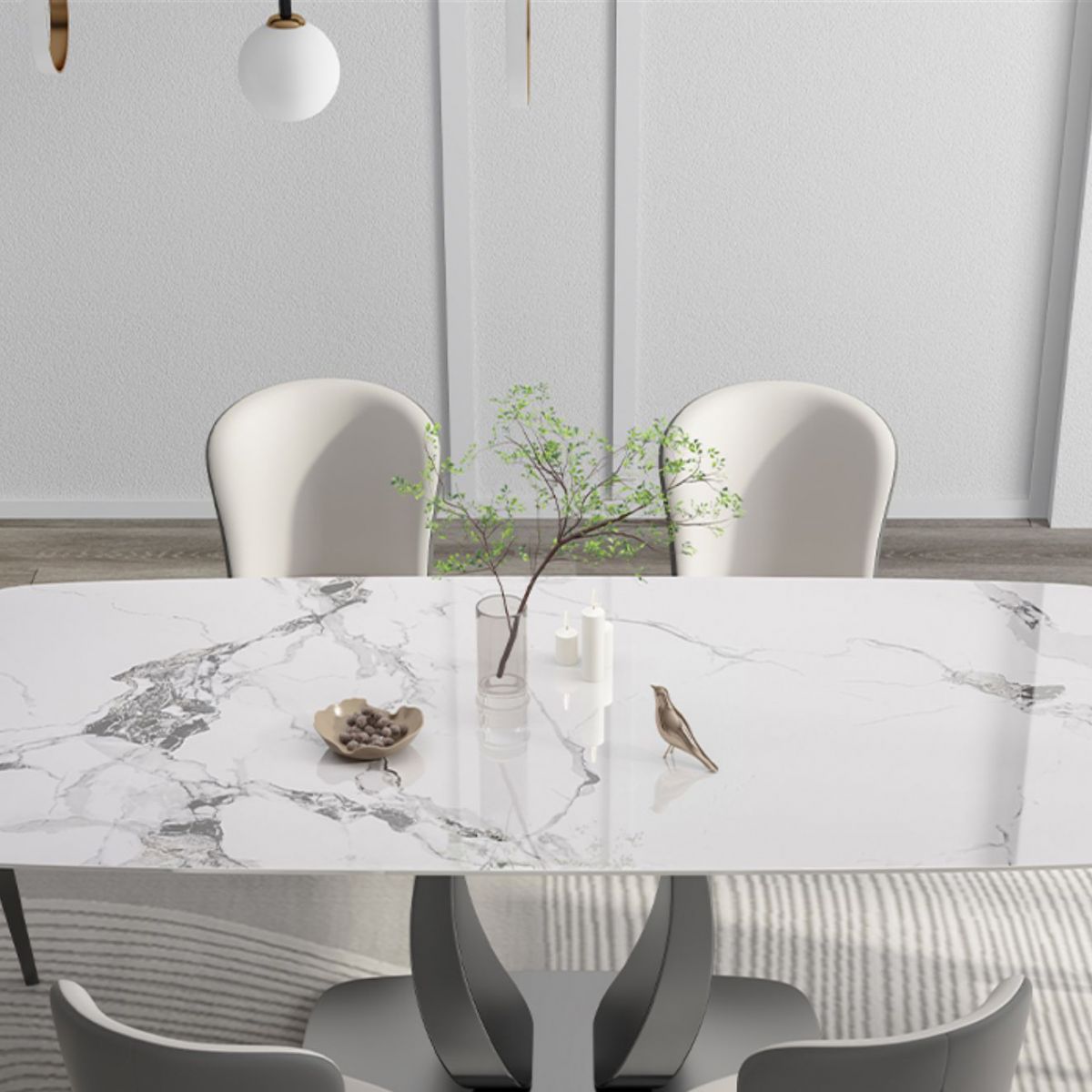 Modern 1/2/5/7 Pieces Rectangle Dining Set Sintered Stone Top Dinette Table Set