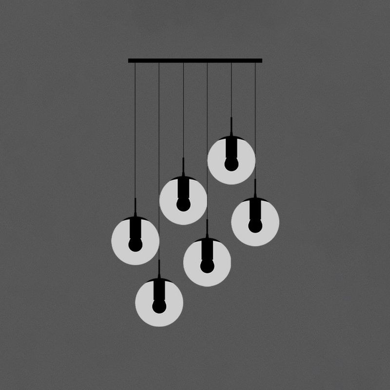 Black Globe Pendelleuchte einfache Cremeglas Multiple hängende Licht für Treppen
