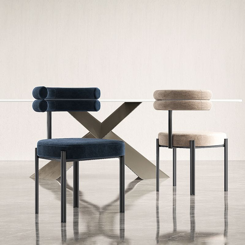 Modern Simple Metal Side Chair Upholstered Dining Chairs for Home Use
