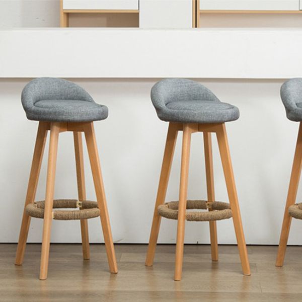 Contemporary Wood Stool Backrest Fabric Counter Stool for Restaurant