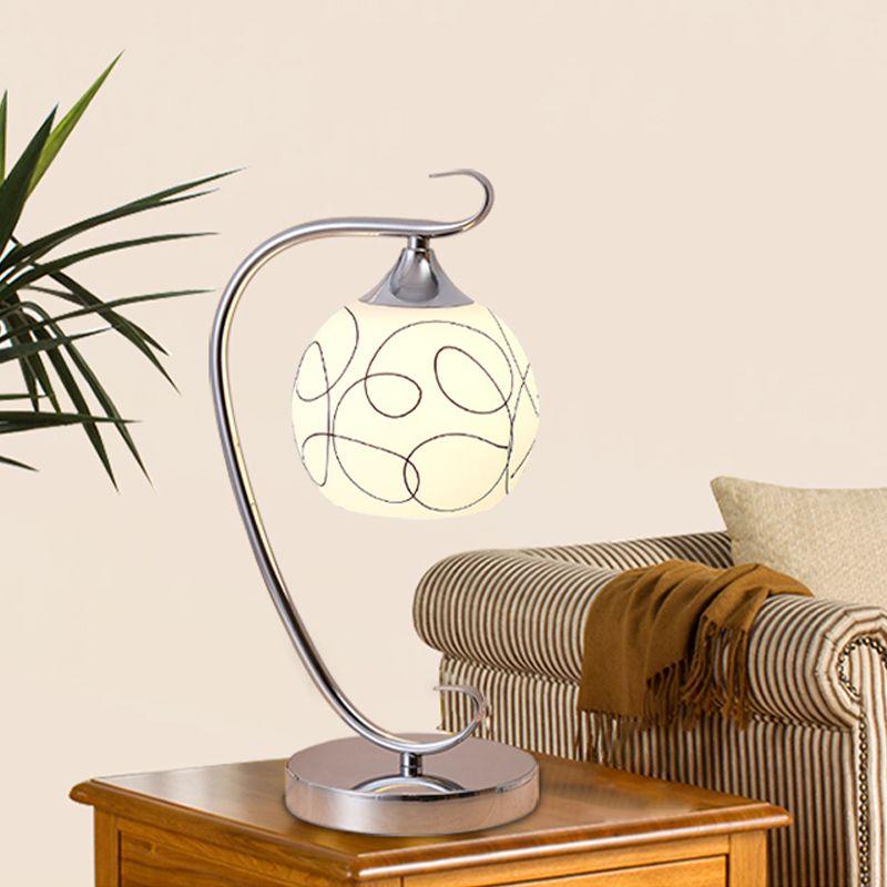 Orb Form Lernraum Lesen Lampen Klassische weißes Glas 1 Glühbirnen -Chrom -Nachttischlicht