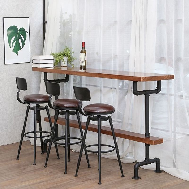 Industrial Solid Wood Bar Table Rectangle Bistro Dining Table