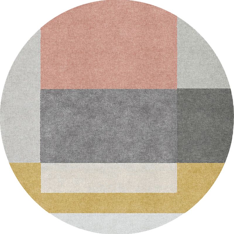 Unique Multicolor Modernist Rug Polyester Geometric and Stripe Pattern Rug Washable Pet Friendly Non-Slip Carpet for Living Room