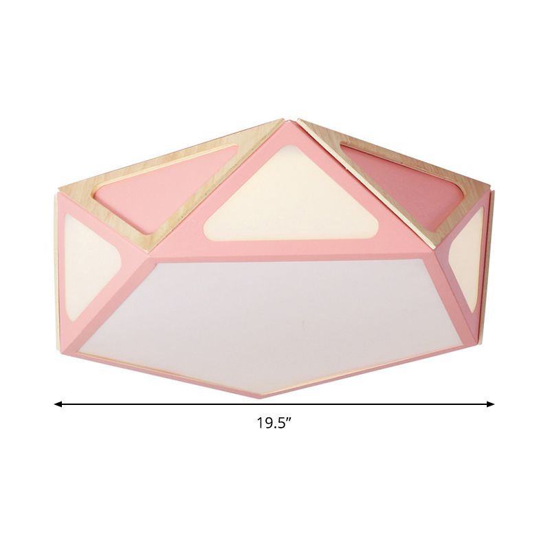 Geometrisch spoellicht Modern acryl wit/roze/geel LED plafond gemonteerd armatuur in warm/wit licht, 16 "/19,5" breed