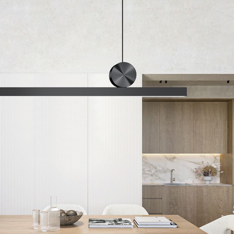 Black Modern LED Island Lighting Linear Aluminum Chandelier Light Fixture for Dining Room
