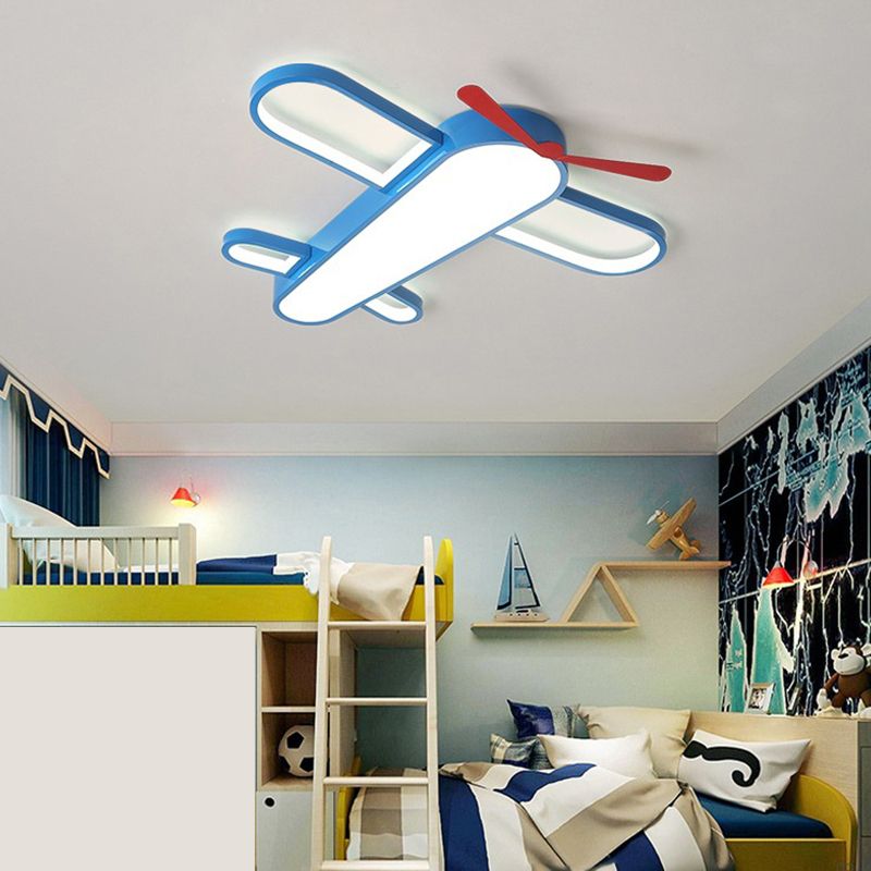 Plafonnier LED en forme d'avion, style enfant, plafonnier en acrylique pour chambre à coucher, bleu