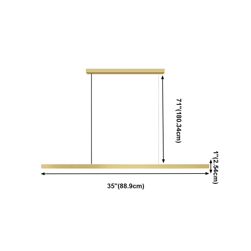 Luz de colgante de cocina contemporánea lineal lámpara de lámpara de metal 1 luz