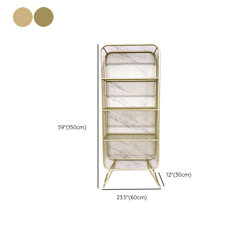 Gold Metal Bookshelf Closed Back Standard Bookcase with Shelves