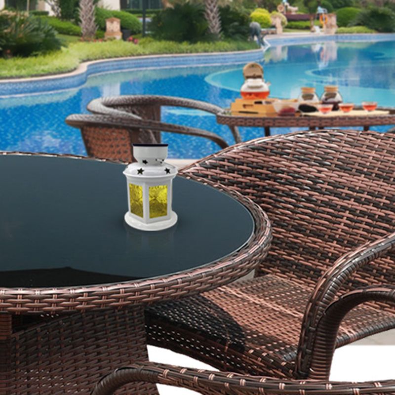 Faceted Lantern Backyard Solar Pendant Light Metal Decorative LED Landscape Light in White