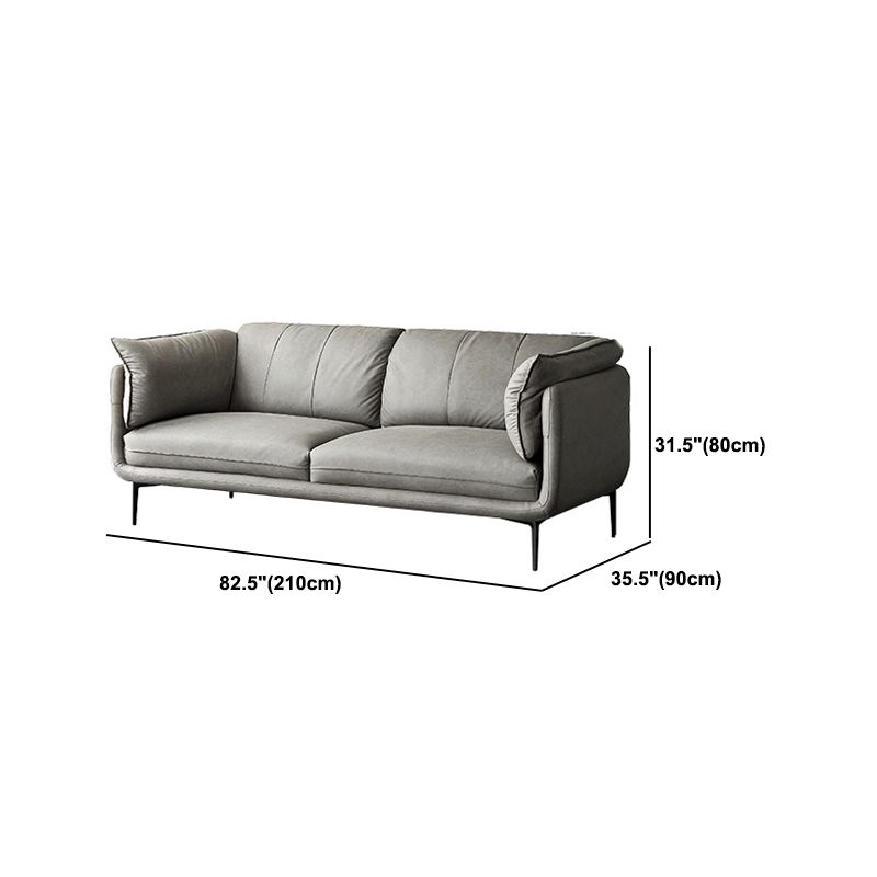 Modern Faux Leather Sofa Stain-resistant Tuxedo Arm Sofa in Gray