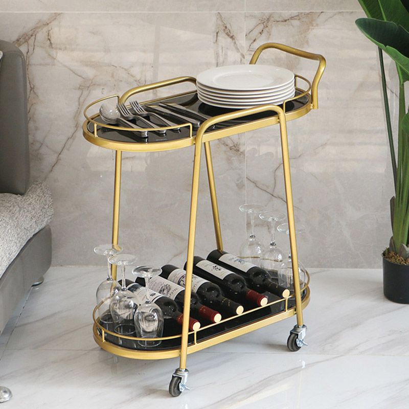 Modern Rolling Kitchen Trolley Glass Open Storage Prep Table