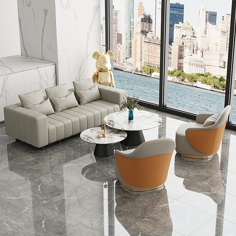 Grey Lounge Chair Arms Included Barrel Chair for Living Room