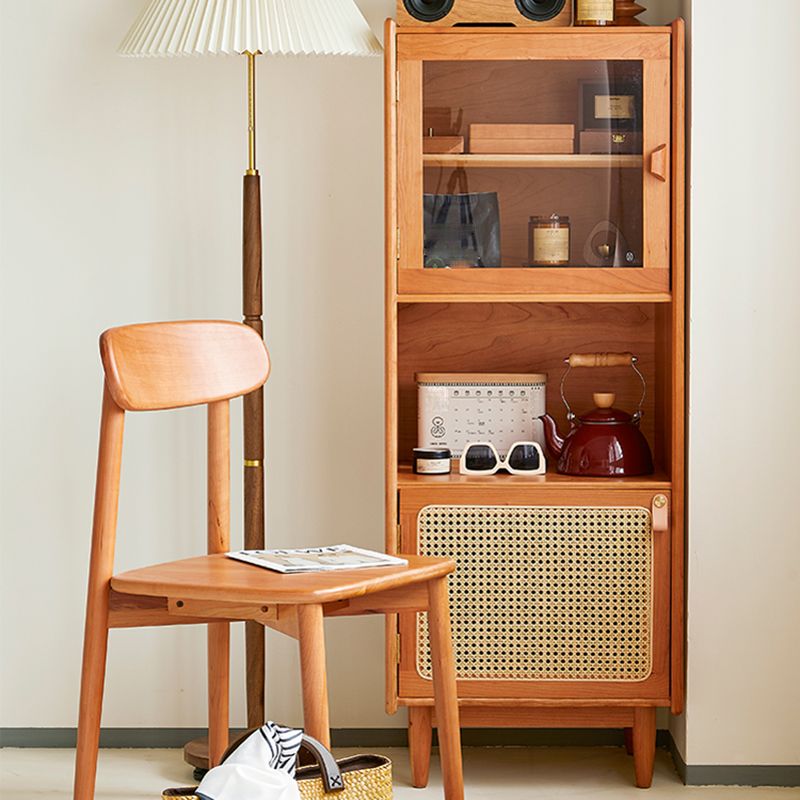Modern Style Cherry Wood Storage Sideboard Cabinet with Glass Doors
