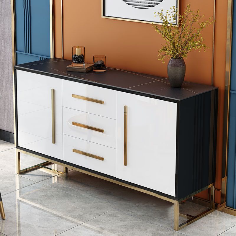 Artificial Wood Dining Room Sideboard Cabinet Glam Credenza with Drawer and Storage