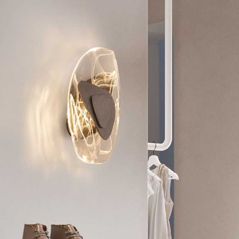 Geometric Crystal Wall Light Simple LED Dining Room Wall Sconce Lighting in Black/Brown/Gold, Warm/White Light