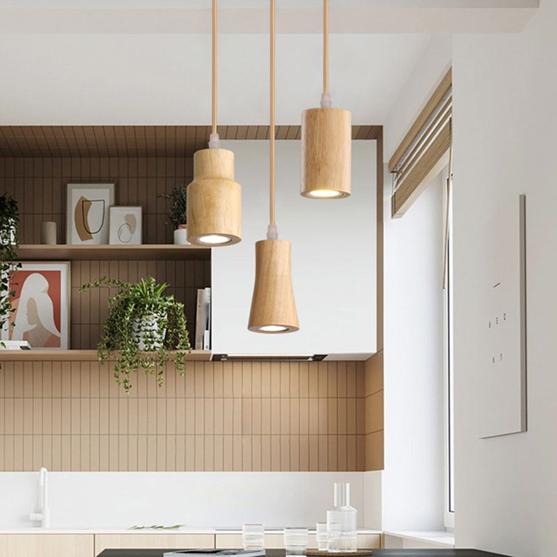 Pendentif en forme géométrique Light Nordic Wood suspension pour le salon