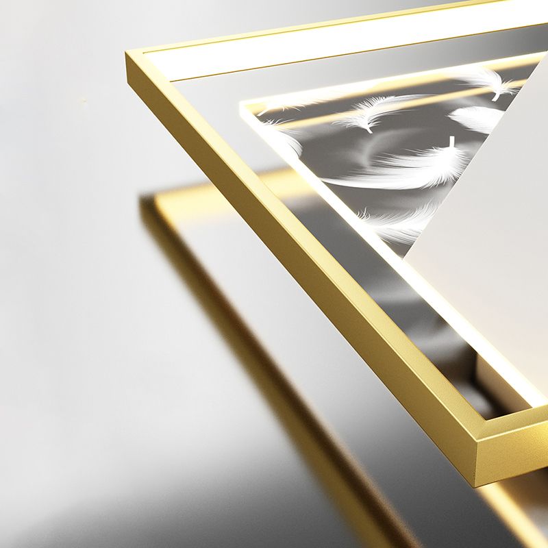 Stagger Square Acrylic LED Semi Flush Ceiling Light in Modern Concise Style Feather Ceiling Fixture for Bedroom